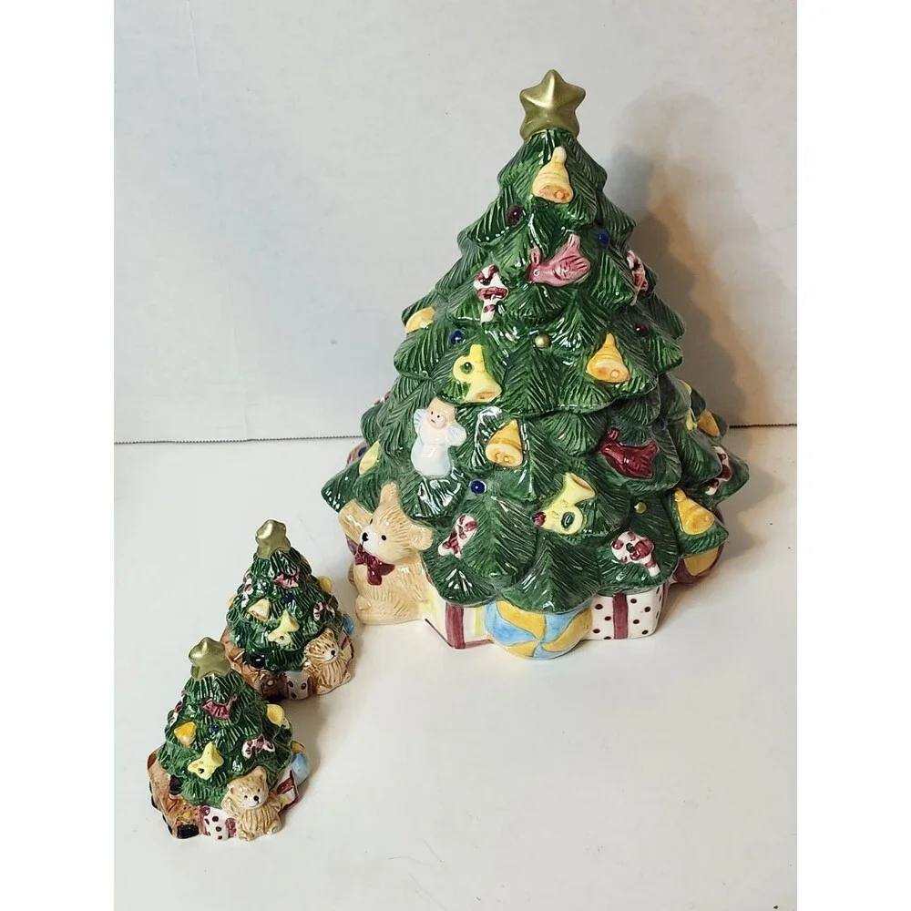 Vtg 1995 Home Trends Ceramic Christmas Tree Cookie Jar